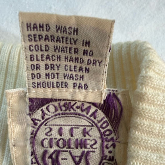 Vintage Saks Fifth Avenue Quilted Silk Bomber Jacket 90s Ivory Cream Women’s M - Picture 12 of 14